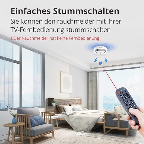 Rauchmelder 10 Jahre Batterie - TÜV-zertifizierter Feuermelder mit Stummschaltfunktion für maximale Sicherheit zuhause