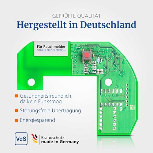 Hekatron Genius Plus X – Rauchmelder mit 10 Jahren Batterie – Testsieger für sicheres Wohnen – Made in Germany