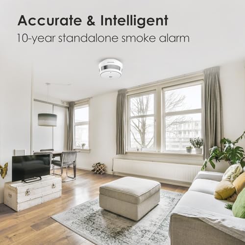 Rauchmelder 10 Jahre Batterie - TÜV-zertifizierter Feuermelder mit Stummschaltfunktion für maximale Sicherheit zuhause