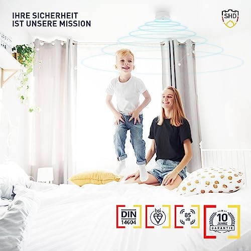 SHD by OneConcept 10er-Set Mini-Rauchmelder mit Magnethalterung – ideal für Küche, Büro & Wohnwagen, mit Testfunktion &
