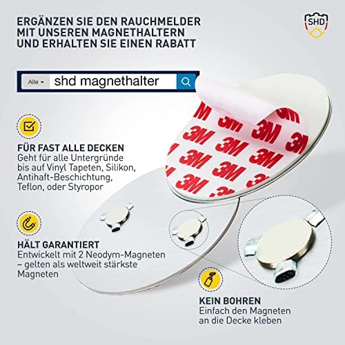 SHD by OneConcept 10er-Set Mini-Rauchmelder mit Magnethalterung – ideal für Küche, Büro & Wohnwagen, mit Testfunktion &