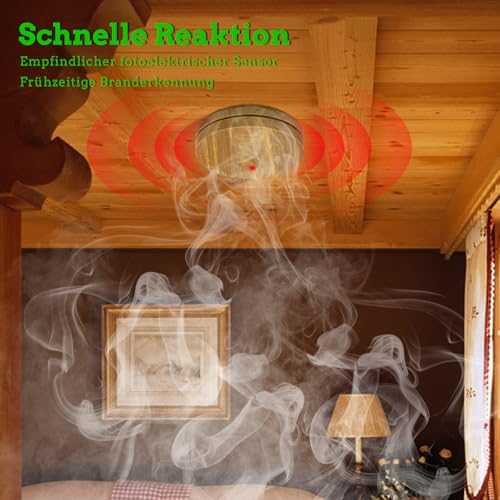 Rauchmelder 10 Jahre Batterie 5er Set - TÜV Rheinland zertifizierte Flach-Feuermelder mit 85dB Alarm für optimalen Brand