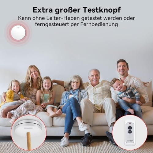 CPVAN Vernetzte Rauchmelder 10 Jahre Batterie mit Klebepad | Bohrfreie Sicherheit, EN14604 Geprüft, 5er Set