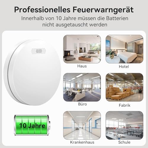 CPVAN Rauchmelder 10 Jahre Batterie - Wartungsfrei, EN14604 Zertifiziert, Ideal für Zuhause, 3er Set