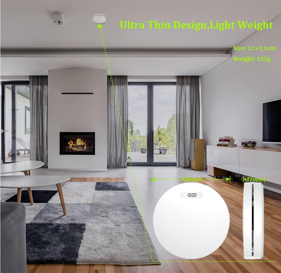 Rauchmelder 10 Jahre Batterie 5er Set - TÜV Rheinland zertifizierte Flach-Feuermelder mit 85dB Alarm für optimalen Brand