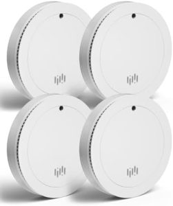 Rauchmelder 4er Set – 10 Jahre Batterie, ultradünnes Design, EN14604 & Q-Label für Haushalt und Büro