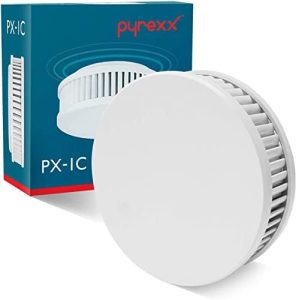 Pyrexx PX-1C Funk Rauchwarnmelder 10 Jahre Batterie vernetzbar, magnetisch ohne Bohren, LED-Blitz, Q-Label, Weiß, 10er S