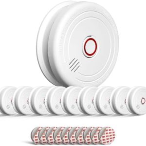 Rauchmelder 10 Stück – Photoelektrischer Feuermelder mit Magnethalterung für sichere 10 Jahre Nutzung